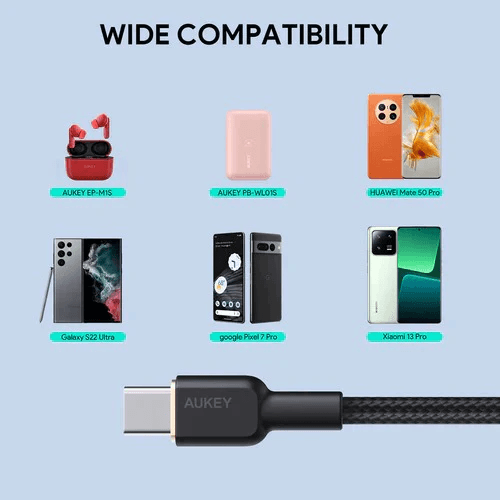 اوكي كابل من النايلون المضفر USB 2.0 الى Type C اسود