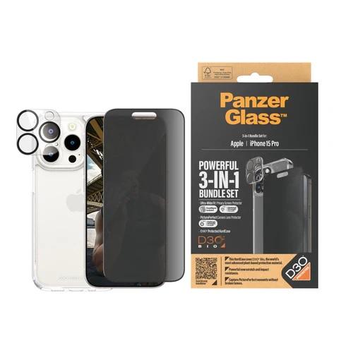 Panzer Glass 3in1 Pack For iPhone15 Pro with D3O Privacy Model No.B1173+P2810