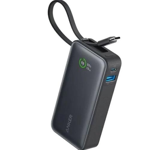 Anker Nano Power Bank 10000mAh Dual Port USB and Type C with Built in Type C Cable PD 30W Black