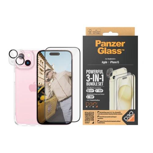 Panzer Glass 3in1Pack iPhone15 Pro with D3O Clear Model No.B1173+2810