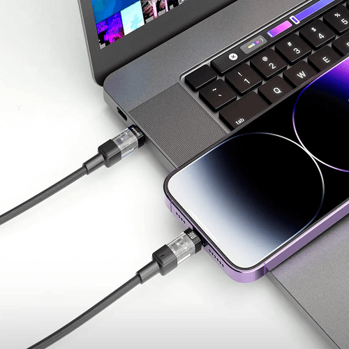 Porodo Braided 30W PD C to Lightning Fast Charging 1.2m Cable with Transparent Head