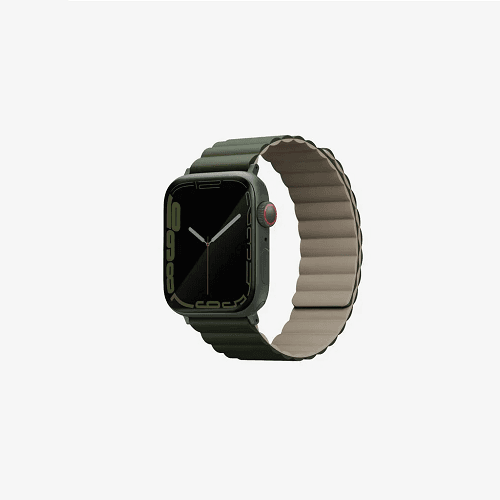 Uniq Revix Reversible Magnetic Apple Watch Strap 49/45/44/42mm Moss Green and Tan