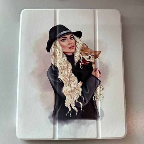 Wewe Smart Case for iPad 10.2 and 10.5 Lovely Girl Dog No.242219
