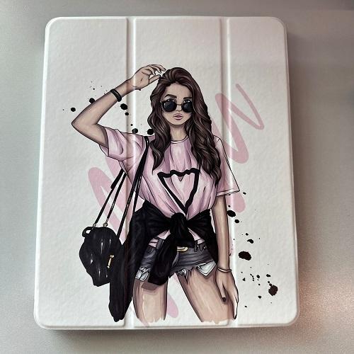 Wewe Smart Case for iPad 10.2 and 10.5 Lovely Girl Glasses And Bag No.242225