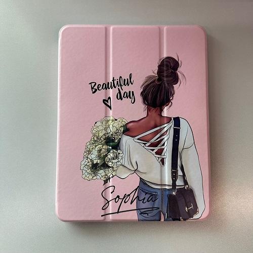 Wewe Smart Case for iPad 10.2 and 10.5 Lovely Girl White Flower No.242221
