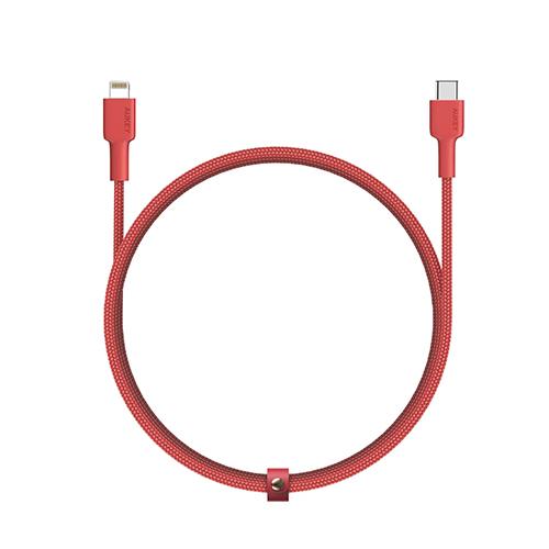 Aukey MFI Braided Nylon Type C to Lightning Cable 2m Red