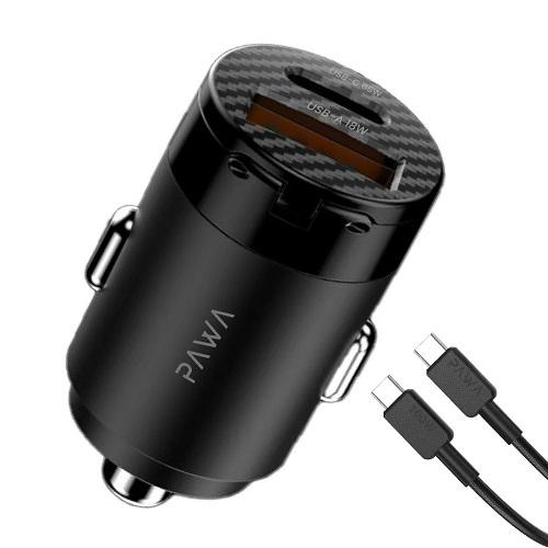 Pawa Super Mini PD Car Charger with QC Port and Type C to Type C Braided Cable