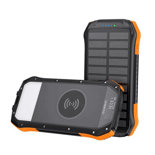 Choetech Solar Power Bank 20000mAh with PD 20W and QC 18W and Qi 10W Orange