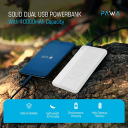 Pawa Compact Power bank with Dual USB 10000mAh White