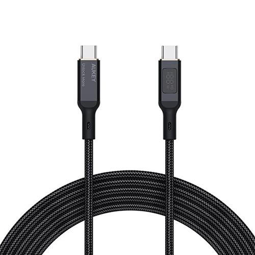 Aukey Nylon Braided Type C to Type C Cable with LCD Display 1.8m 100W Black