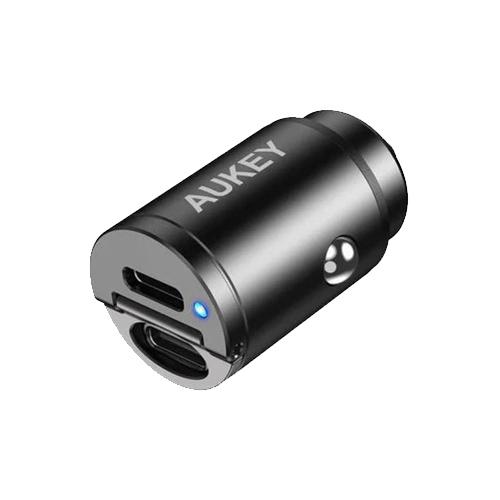 Aukey Dual Port Type C 30W PD Car Charger Black Model No.CCA4