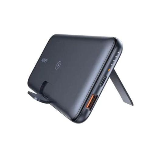 Aukey PowerBank 10000mAh Daul Port Type C PD and USB QC 3.0 18W with Foldable Stand & Wireless Charging Model No.PB-WL02