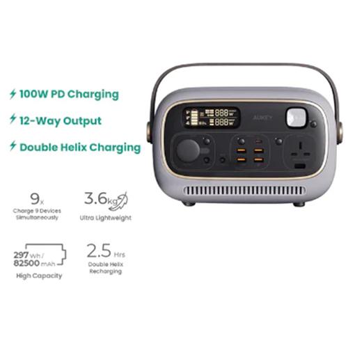 Aukey Powerstudio300 82500mAh 220-240V 4Portes USB and 1Type C 100W and UK Socket