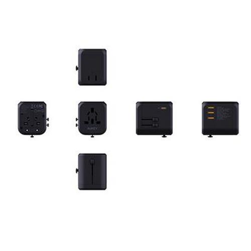Aukey PD Universal Adapter PD 3Portes USB and Port Type C PD 30W Black