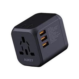 Aukey PD Universal Adapter PD 3Portes USB and Port Type C PD 30W Black