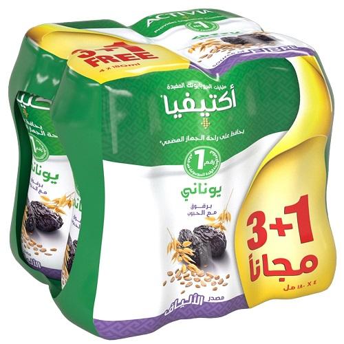 Activia Greek Yogurt Drink with Prunes and Cereal 180ml 3+1Free