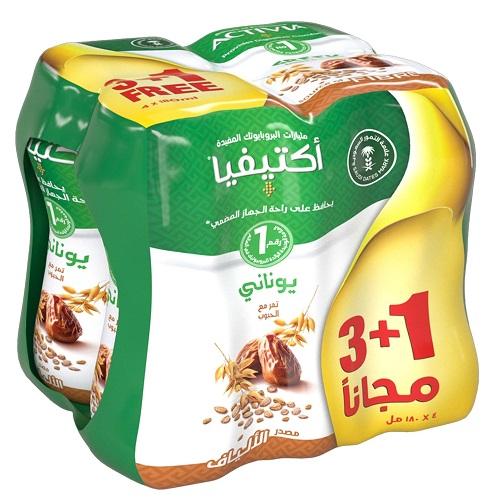 اكتيفيا مشروب زبادي يوناني بالتمر والحبوب 180مل 3+1مجانا