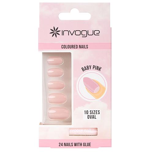 Invogue Baby Pink Classic Oval Nails Pack of 24Nails