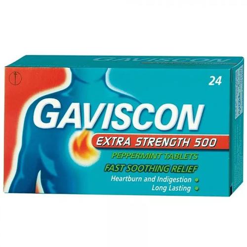 Gaviscon Peppermint Extra Strength for the Treatment of Heartburn and Indigestion with Peppermint 24Chewable Tablets