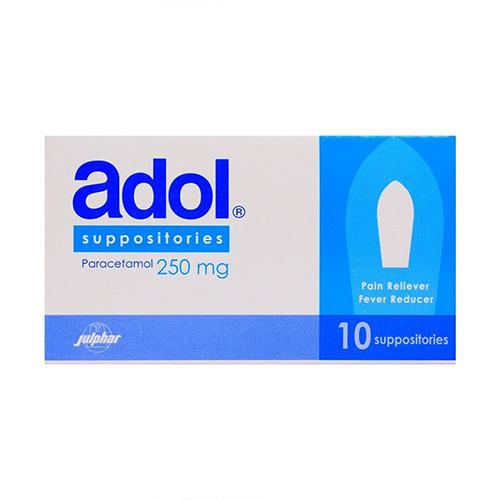 Adol Paracetamol 250mg Pain Reliever and Fever Reducer 10Suppositories