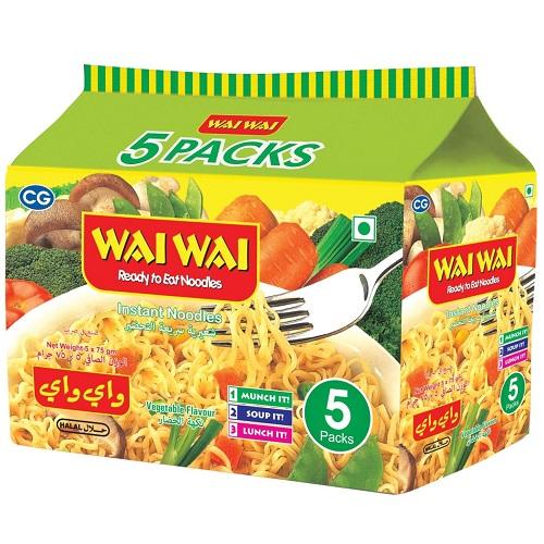 Wai Wai Instant Noodles Vegetable Flavor 75g 5Pcs