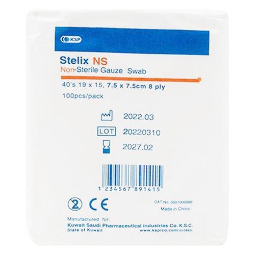 KSP Stelix NS Non Sterile Gauze 7.5cmx7.5cm 8Ply 100Pcs