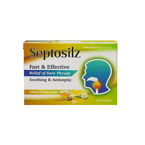 Septosilz Fast & Effective Relief of Sore Throat lemon and Honey 24Lozenges