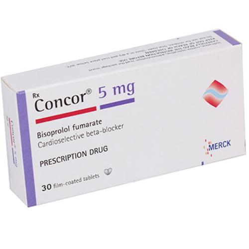 Concor 5mg to Treat High Blood Pressure 30Film Coated Tablets