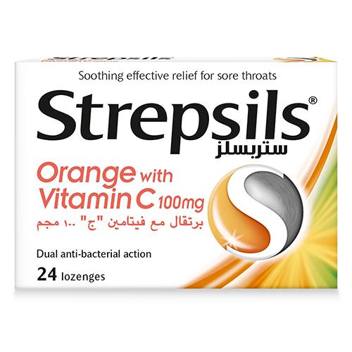 Strepsils Orange with Vitamin C Sore Throat Relief Lozenges 24Lozenges