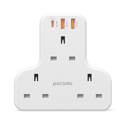 بورودو مقبس حائط متعدد المنافذ بقدرة 3250 واط 3 تيار متردد و2 USB QC3.0 وType C PD بقدره 20واط ابيض