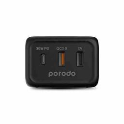 Porodo Desktop Charger with 2Ports USB and Port Type C Fast and Wireless Charger Black