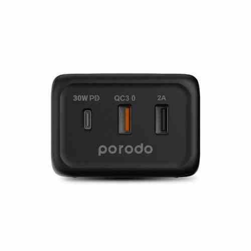Porodo Desktop Charger with 2Ports USB and Port Type C Fast and Wireless Charger Black