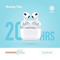 Porodo Blue Earbuds Pro 3 with Swipe Volume White Model No.PBARPDP2WH