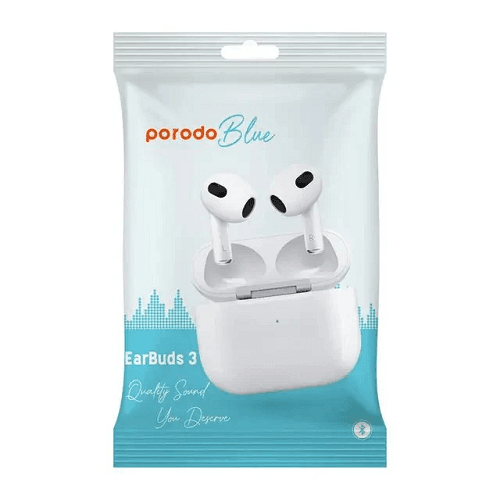 Porodo Blue Earbuds Pro 3 with Swipe Volume White Model No.PBARPDP2WH