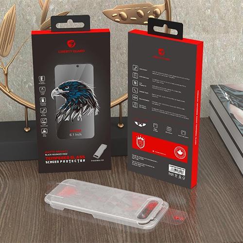 Liberty Guard Black Rounded Edge Tempered Glass Screen Protector Matte Privacy for iPhone 15Pro with Installation Kit 