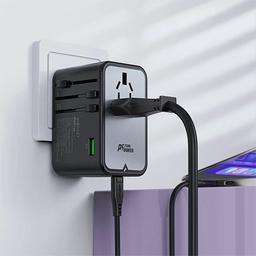 ايس فاست شاحن للمكتب زد1 2300واط مشترك مع 3 منافذ PD Type C منفذ USB بقدره 75واط اسود ورمادي