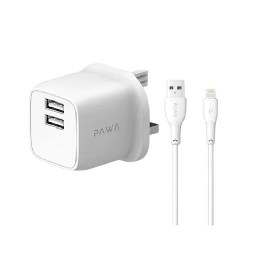 Pawa Pocket Mini Travel Adapter Lightning Cable White