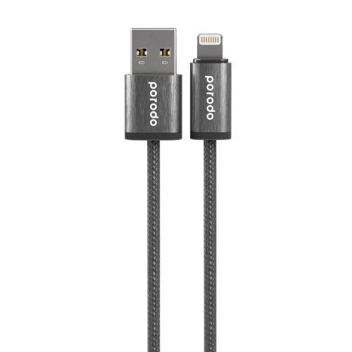 Porodo Woven 2.4A USB A to Lightning Cable 1.2m Black