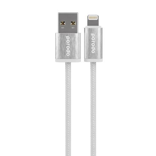 Porodo Woven USB A to Lightning Cable 2.4A 1.2m White