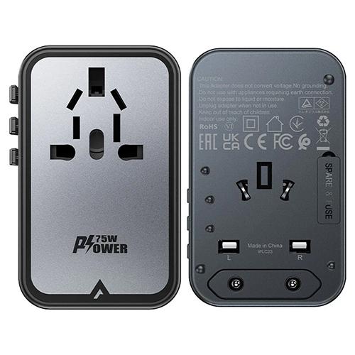 ايس فاست شاحن للمكتب زد1 2300واط مشترك مع 3 منافذ PD Type C منفذ USB بقدره 75واط اسود ورمادي