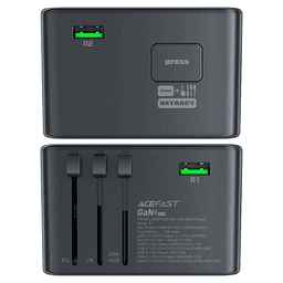 انكر نانو محول السفر 4في1 2منفذ Type Cومنفذ USB ومنفذ تيار متردد 65واط اسود موديل رقم.A9213K11