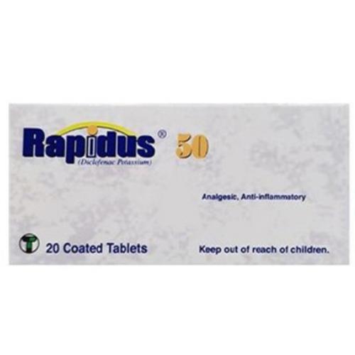 Rapidus Diclofenac Potassium 50mg Anti Inflammatory and Analgesic 20Coated Tablets