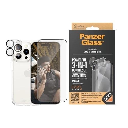 Panzer Glass 3in1 Pack iPhone15 Pro with D3O Clear Model No.B1173+2810