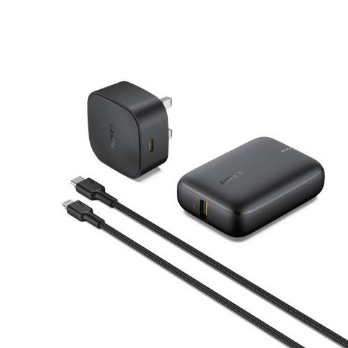 Aukey Minima Power Bank 20000mAh 45W PD with 20W PD Wall Charger and Charging Cable