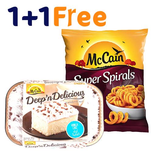 McCain Super Spirals Fries Potato Seasoned 750g + McCain Deep n Delicious Vanilla Cake 510g Free
