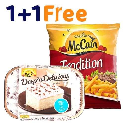 McCain Tradition Straight Cut Potato 750g + McCain Deep n Delicious Vanilla Cake 510g Free