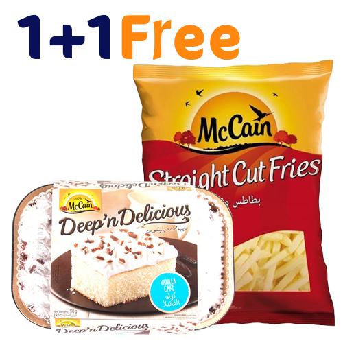 McCain Straight Cut Fries 2.5Kg + McCain Deep n Delicious Vanilla Cake 510g Free