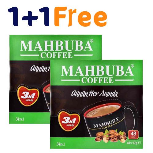 Mahbuba Instant Coffee 3in1 with Hazelnut 17g 48Sachets 1+1Free